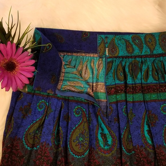 Vintage ❤ Boho Paisley Ruffle Maxi Layered Skirt - Picture 5 of 7